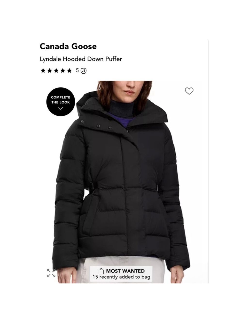 NWT Canada Goose Lyndale Hooded Down Puffer Jacket in Black, Size XL $1225 - Picture 1 of 12